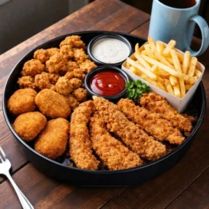 Crispy Chicken Bucket Combo with nuggets, chicken strips, popcorn and fries in Hyderabad