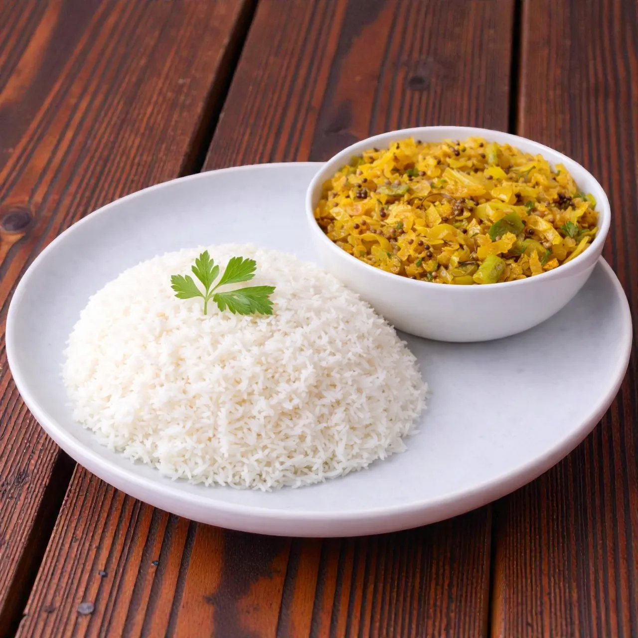 Cabbage Ka Salan Rice