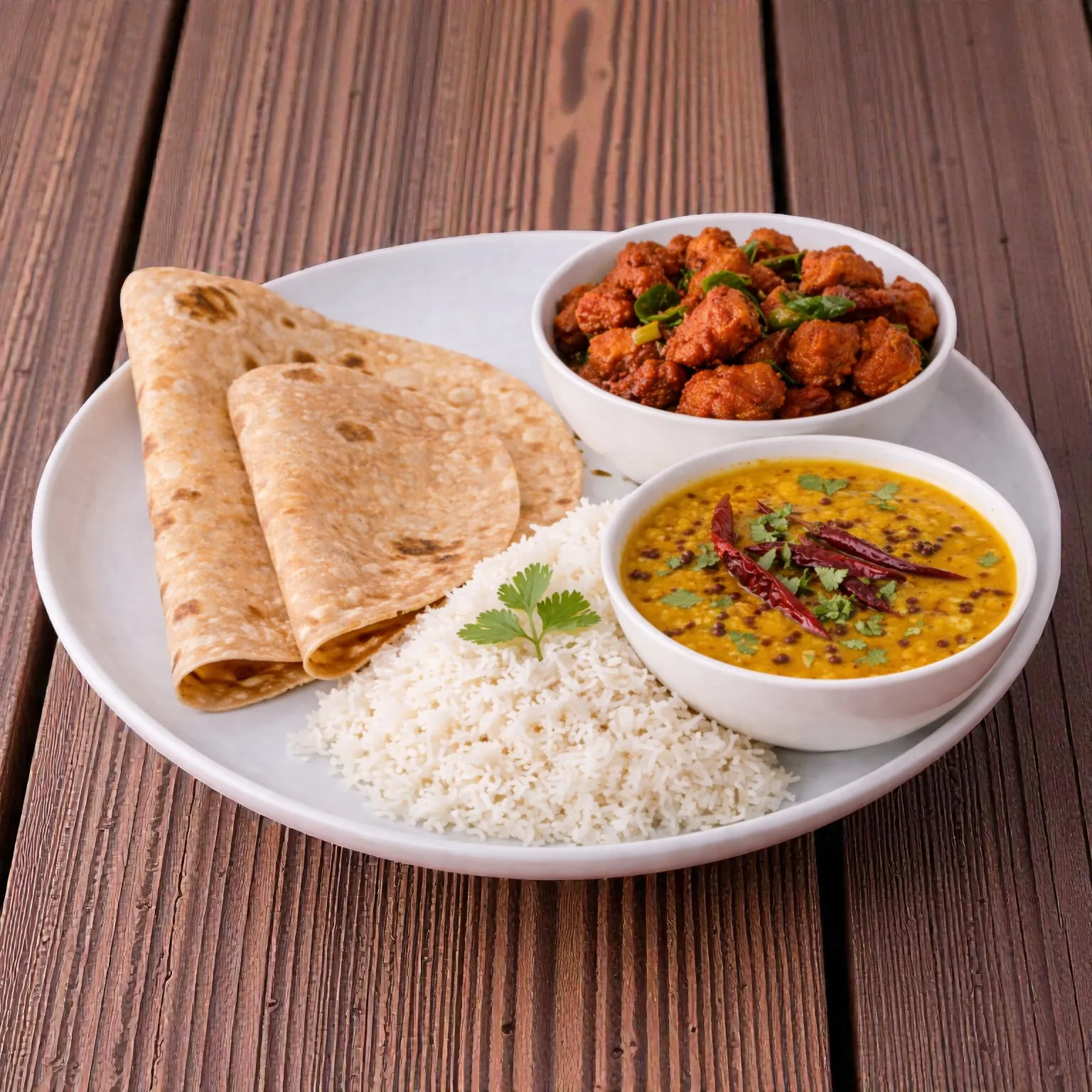 Chicken 65 Dal Rice Roti